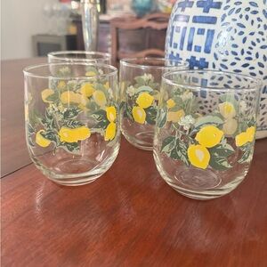 6 Vintage Lemon Print Glasses royal norkok